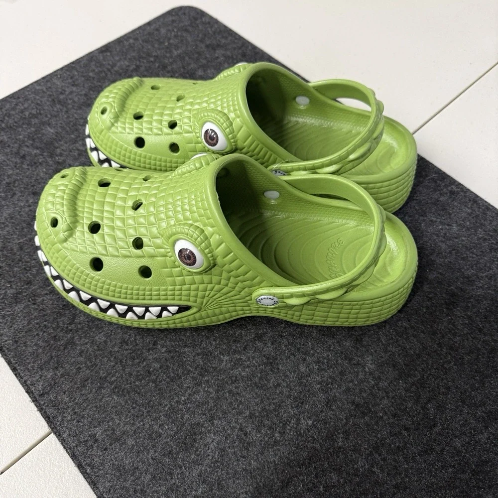 Kids Green Crocodile Clogs Shoes Youth J2 Novelty Slip On Sandals Alligator